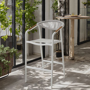 Silla de Bar Económica <span class=keywords><strong>para</strong></span> Jardín, Silla de Bar de Mimbre en Color Blanco, Taburetes de Bar - Product Image 1