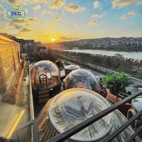 Resort Mewah Kemah Keluarga Tenda Luar Ruangan Rumah Kubah Polikarbonat PC Berbahan Baja Aluminium untuk Taman dan Ruang Berjemur