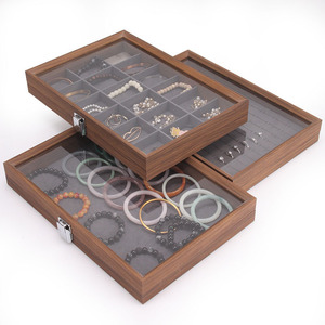 Sang trọng Óc Chó gỗ lưu trữ đồ trang sức container Vòng Mặt dây chuyền Bangle trang sức hiển thị trường hợp cho triển lãm thương mại - Product Image 3