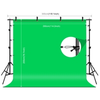 PULUZ Kit de support de fond de studio photo 2,9x2m avec barre transversale et toiles de fond en polyester rouge/bleu/vert