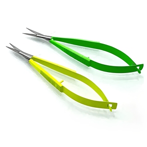 Wholesale Powder Coated Curved Spring Scissors Neon Green Yellow Stainless Steel Professional Eyelash <b>Extension</b> Eyebrow Scissor - Product Image 6