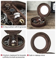 Vintage Crazy Horse en cuir boîte à bijoux organisateur boîte pour bagues colliers boucles d'oreilles voyage stockage titulaire hommes CF6011