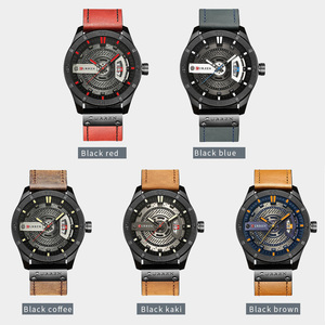 Reloj Deportivo de Cuarzo para Hombre CURREN 8301, Correa de Cuero, Diseño Ejecutivo, Caja de Aleación con Diseño de Dibujos Animados, Resistente al Agua, con Indicador de Fecha - Product Image 6