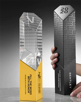 Trophée personnalisé en métal et cristal - Récompense Champion des ventes - Logo gravé - Pour événements d'entreprise