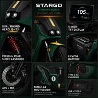 STARGO Green Edge Modular Electric Motorcycle Dual Round Headlights Smart Urban Sportbikes Scooter 72V Long Range Adults 105km/h
