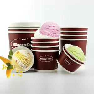 Tasses de crème glacée jetables imprimées personnalisées de haute qualité et tasse de crème glacée avec couvercle et cuillère en plastique - Product Image 2