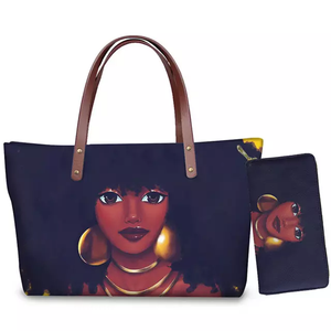 Bolso de mano con estampado de <span class=keywords><strong>arte</strong></span> africano para mujer, bolsa de mano femenina de color negro, a la moda - Product Image 5