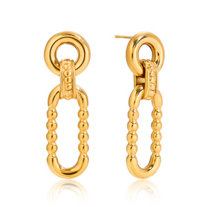 Pendientes colgantes de acero inoxidable 18K con diseño geométrico ovalado en forma de O, joyería de lujo ligero de alta gama para mujer - Product Image 5