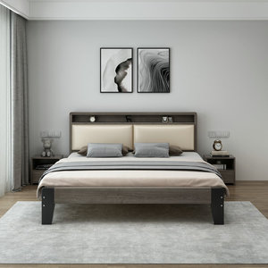 Modern Upholstered <b>Bed</b> 1.8m/1.5m <b>Double</b> Size Bedroom Furniture Framework Structure Low <b>Box</b> Design - Product Image 4