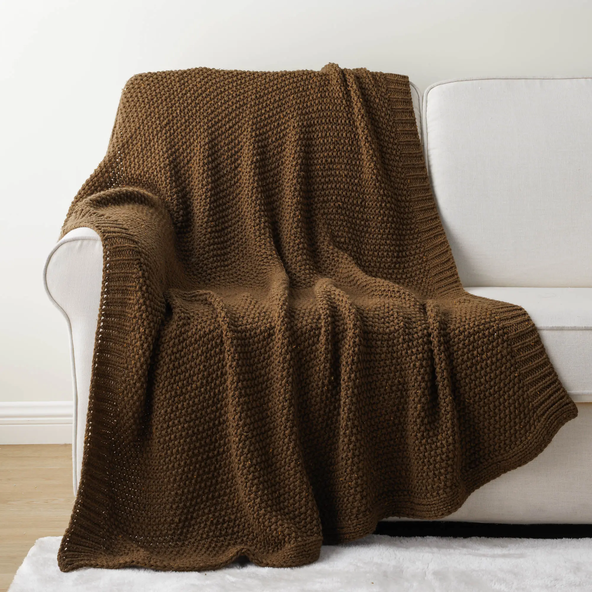 Couvertures pour canapé, couverture tissée en tricot texturé, 50x60 pouces-Couverture décorative super douce et chaude