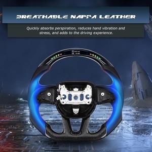 Volante de Fibra de Carbono Real <span class=keywords><strong>en</strong></span> Forma de D con Indicador de Cambio LED y Cuero Nappa Perforado para Dodge Charger Challenger <span class=keywords><strong>Durango</strong></span> - Product Image 2