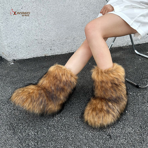Women Shoes Fluffy Faux Fox Fur Boots Fashion <strong>Winter</strong> Woman Plush <strong>Warm</strong> Snow <strong>Bootas</strong> Outdoor Luxury Footwear Girls Furry Fur Boots - Product Image 6