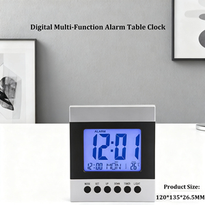 <span class=keywords><strong>Horloge</strong></span> numérique électronique la plus vendue, affichage de l'heure mondiale, de la température, multilingue, rétroéclairage, fonction snooze pour la chambre à coucher, le bureau - Product Image 3