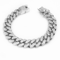 Collier chaîne cubaine plaqué or 18 carats 12 mm, style hip-hop, pour homme, avec maillons cubains épais et sertis de pierres, bijou tendance