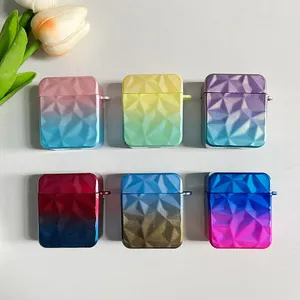 Stylish New Fashion Glitter Square Design Bling Gradual Rainbow 3D Soft Tpu Headphone Case For Airpod 1 2 Pro 3