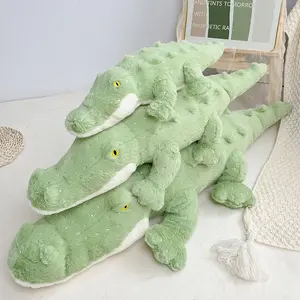 Good quality manufacture cute crocodile stuffed animal soft green crocodile plush pillow for kids adults