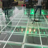 Plateforme de scène en aluminium à hauteur réglable, avec plateau modulaire en acrylique transparent pour événements et location de mariages