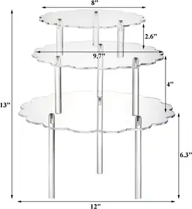 Pack de supports à gâteaux en acrylique transparent, support à gâteaux pour boulangerie, apéritif, fête de mariage d'anniversaire, baby shower