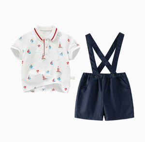 子供スーツセット 男の子サスペンダーパンツ フォーマルドレスセット ベビー誕生日服 夏服 - Product Image 4