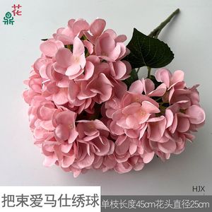 Ramos de Hortensias de Seda, Decoración para Bodas, Decoración de Mesa, Juego de Cinco Cabezas de Flores Artificiales en Rosa, Azul y Verde - Product Image 5