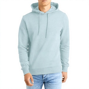 Sudadera con Capucha Azul Claro para Hombre, 100% Algodón, Felpa Francesa, Corte Regular, Estilo Casual con Bolsillo Delantero, Estilo Otoñal - Product Image 1