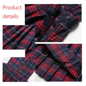 ชุดเดรสเอี๊ยมผ้าตาหมากรุกสำหรับเด็กผู้หญิงใส่ไปโรงเรียนแบบกำหนดเองมีจีบถาวรสำหรับจัมเปอร์คอวีของเด็กผู้หญิง - Product Image 2