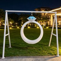 Balançoire de patio lumineuse avec anneau en forme de diamant, chaise interactive à LED pour hôtel, jardin, cour