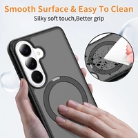 Coque de téléphone pour S26 S26+ S26 Ultra avec anneau rotatif à 360° compatible antichoc, fine et translucide en PC TPU