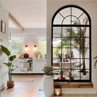 Ventanas francesas de aluminio europeas modernas Características de seguridad de vidrio templado doble Ventanas de arco de aluminio Apertura horizontal