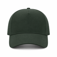 Casquette de baseball et chapeau de golf vert foncé découpés au laser, perforés, respirants, avec panneaux latéraux et logo personnalisé, pour patrouilles de gardiens forestiers