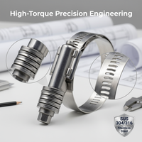 Collier de serrage à tension constante robuste en acier inoxydable 304 de 15,8 mm, épaisseur 0,7 mm, style américain, pour camions lourds et engins de chantier