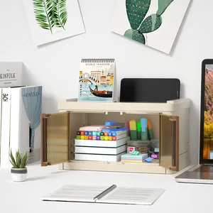 Hot Selling Plastic Mini Dubbele Deur Opbergbox Office Home Desktop Organizer Doos Briefpapier Snacks Sundries Opslag