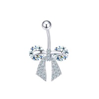 Freya 316L Edelstahl Bestseller Zirkon Diamant Schleife Kirsche Vergoldeter Bauchnabelring Körperschmuck