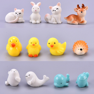 Mini figurines d'animaux en résine mignonnes, décorations de paysage miniatures, canard, dauphin, chat, renard, breloques, ornements de bureau, accessoires de bricolage - Product Image 2