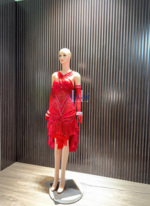 Robe moulante asymétrique à manches longues pour femmes, tissu en soie, strass haut de gamme pour femmes - Product Image 3