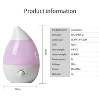 Diffuseur d'arômes d'air domestique, brume réglable, 3L, lumière LED, humidificateurs ultrasoniques