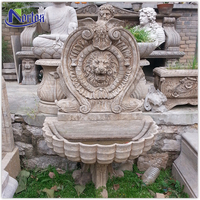 Grande fontaine d'eau en pierre naturelle pour décoration de jardin extérieur, sur mesure, pour client coréen, avec statues de lions en marbre et granit