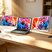 2026 Fopo Produk Baru Layar Ganda Portabel Monitor FHD Ukuran Besar 1080P 15.6 Inci Layar Ekstensibel untuk Laptop