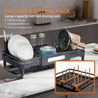 WIREKING Égouttoir à vaisselle détachable et extensible grande capacité, organisateur de cuisine avec conception pliable et drainage