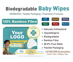 Échantillon gratuit Lingettes pour bébé personnalisées avec logo 100% fibre de bambou écologiques antibactériennes emballées individuellement Lingettes à l'eau purifiée - Product Image 3