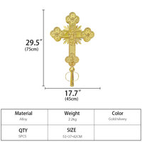 Nouvelle conception HT, fournisseur de articles religieux, fabrication de croix orthodoxe catholique, grande croix double face, crucifix à main, croix processionnelle