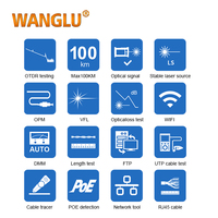 WANGLU portátil multifunción OTDR MOT-35 longitud de onda y Ange dinámico (1310/1550 26/24) RJ45 Cable TDR prueba medidor de nivel de vídeo