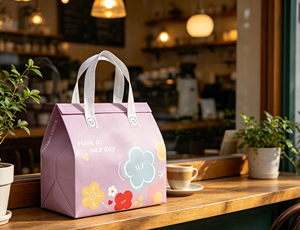 <b>Insulated</b> tote bags made of thickened non woven fabric with reinforced stitched handles colorful printing - Product Image 5