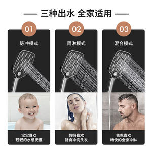 Ensemble de douche thermostatique domestique tout en cuivre avec pommeau de pluie carré portatif 3,5-4,9 GPM, valve en céramique, température constante, fonction massage - Product Image 3