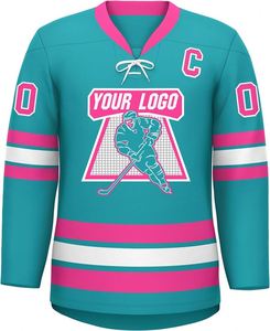 Nueva Camiseta de Hockey sobre Hielo de Poliéster Rosa con Sublimación - Product Image 4