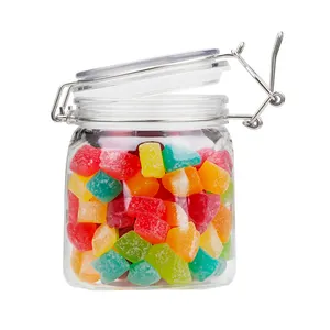 BPA-free Child Proof Durable 740ml Clear Stainless Steel Wire Fastening Clasp Plastic Candy Jar for Soft Sweets