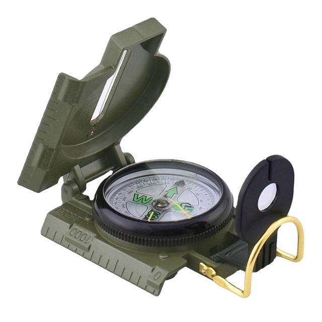 Outdoor Multifunctional Metal Compass for Hiking & Adventure Camping Green Aluminum with Pointer Dial Display