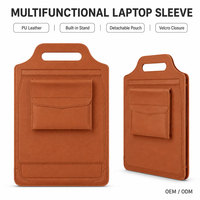 Housse pour ordinateur portable avec poignée et support, étui de transport multifonctionnel en cuir PU avec pochette amovible pour les voyages d'affaires