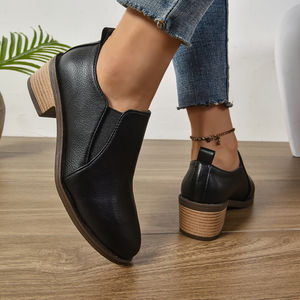 Bottines Chelsea <span class=keywords><strong>Beige</strong></span> pour Femmes, Talon Bloc Bas, Bottines à Enfiler, Chaussures Casual Quotidiennes Confortables pour Femmes - Product Image 6