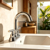 Robinet mélangeur de lavabo à double poignée, 2 trous, cartouche céramique, finition chromée